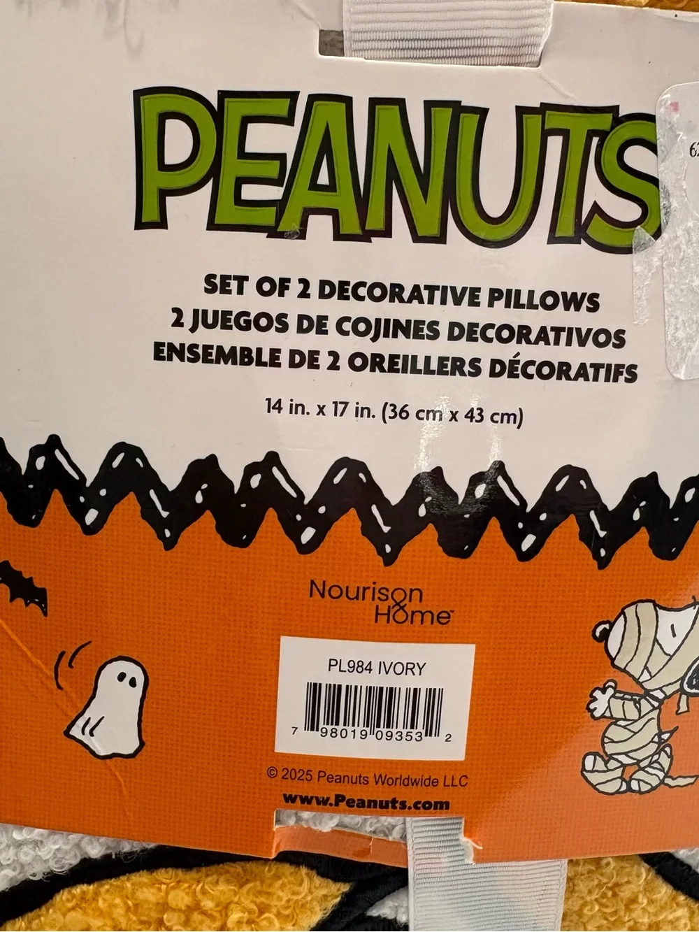 Peanuts Woodstock Decorative Throw Pillow - White & Yellow